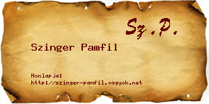 Szinger Pamfil névjegykártya
